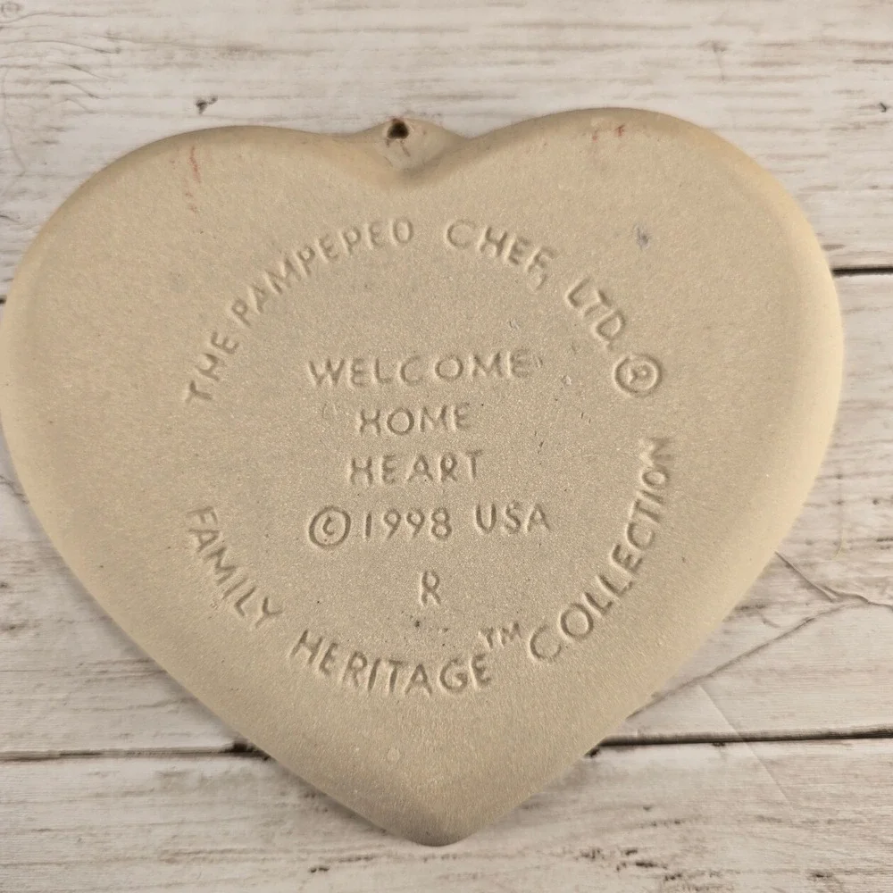 Pampered Chef‎ Family Heritage Heart Cookie Mold Set 1998 1999 Stoneware USA